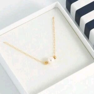 NWT Authentic Freshwater Pearl & 18k Gold Plated Stainless Steel Necklace